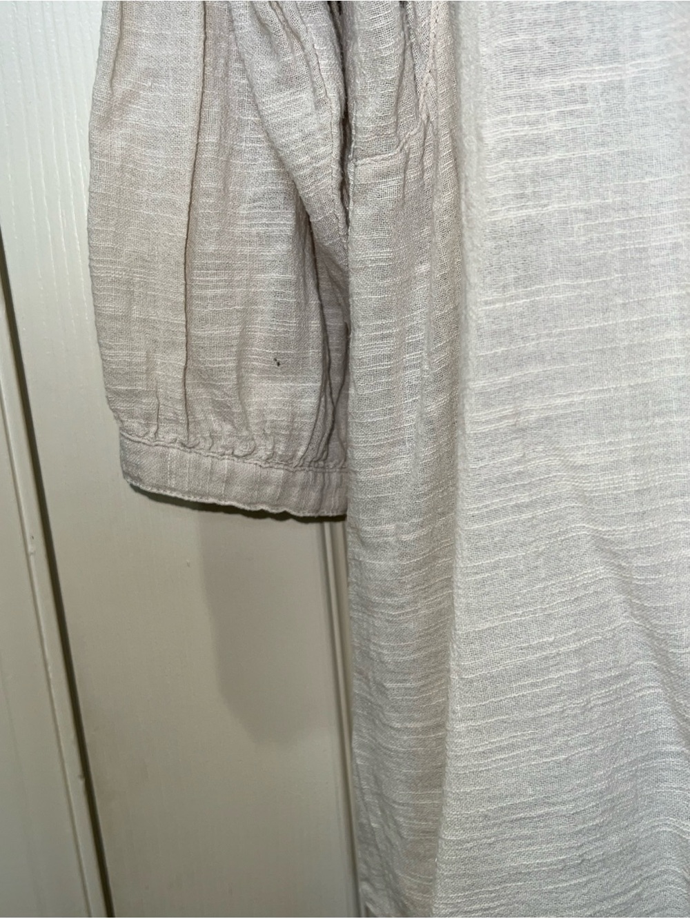 intro Cotton Oatmeal Embroidered Floral Bell Sleeve Blouse Top Sz L Boho Cottage - Picture 14 of 14